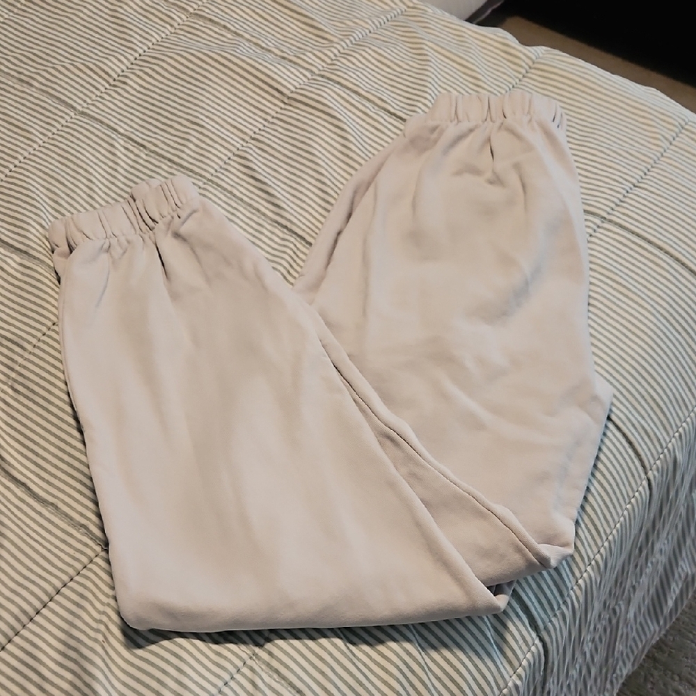 Brandy Melville Cream Track Pants Lightweight Relaxed Fit